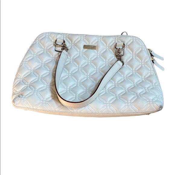 Kate Spade Rachelle Shoulder Bag Ivory Eggshell Double Handle Quilted Le… - Picture 3 of 10